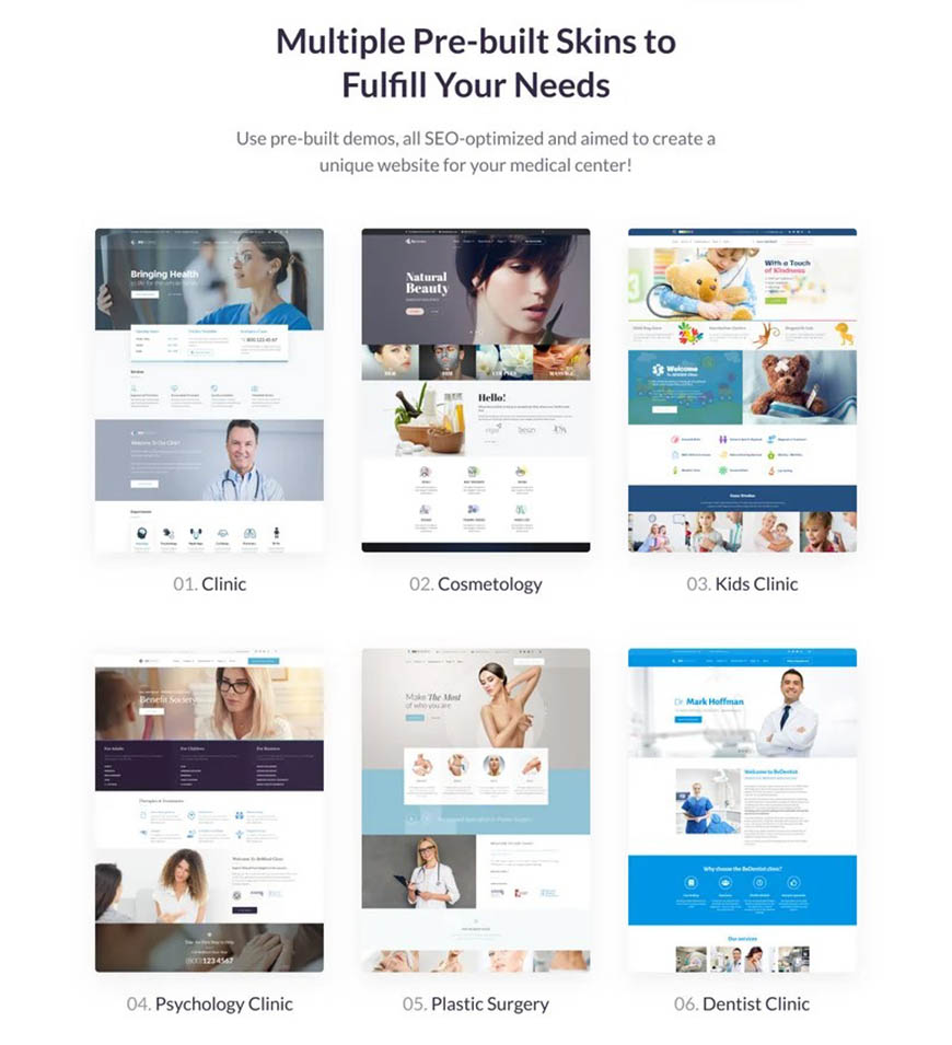 pre-made medical web designs